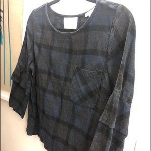 CHECKERED TOP 3/4 SLEEVE